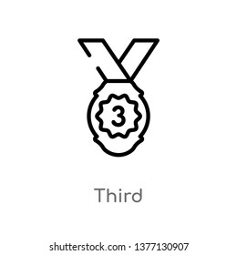 third vector line icon. Simple element illustration. third outline icon from sports concept. Can be used for web and mobile