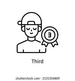 Third vector outline icon for web isolated on white background EPS 10 file