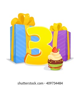 For the third year Happy birthday card for child