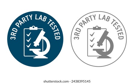 Third-party lab tested, for purity and potency - labeling for safe products, with microscope and checklist