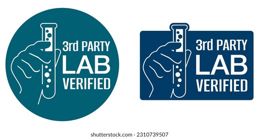 Third-party lab verified, for purity and potency - labeling for safe products in flat style