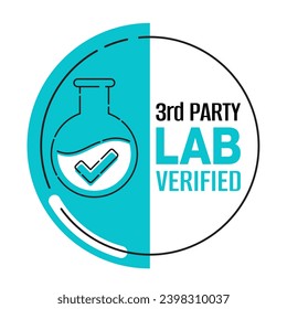 Third-party lab verified, for purity and potency - labeling for safe products in semicircle shape