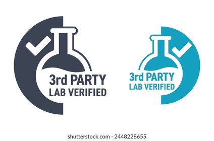 Third-party lab verified, for purity and potency - useful labeling for safe products in semicircle shape and negative space