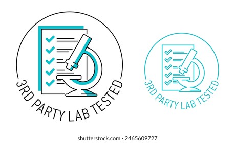 Third-party lab verified, for purity and potency - useful labeling for safe products in blue color and thin line