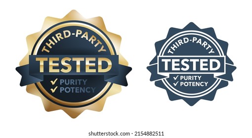 Third-party tested for purity and potency - labeling for safe products in golden seal style