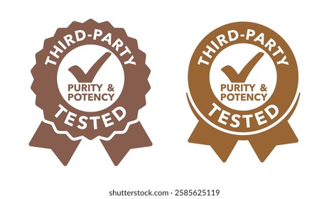 Third-party tested, for purity and potency - labeling for safe products in flat medal style