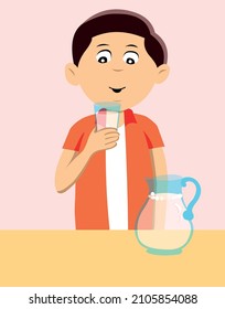 niño sediento tomando agua fría
