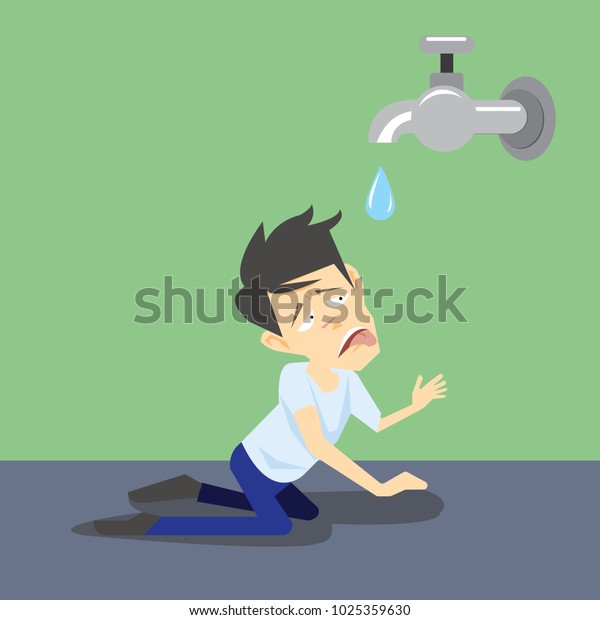 喉が渇いた人は水のベクター画像の漫画が必要だ のベクター画像素材 ロイヤリティフリー