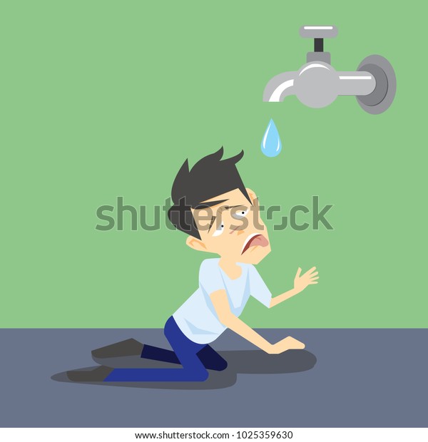 Thirsty Man Need Watervector Cartoon Stock Vector (Royalty Free ...