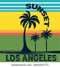 t-hirt print and Los Angeles sunset slogan