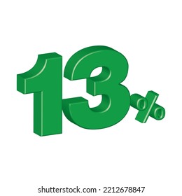 thirteen 13 3d plastic effect number percentage symbol