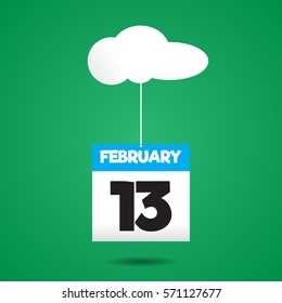 thirteen date of february month on the cloud vector eps.10