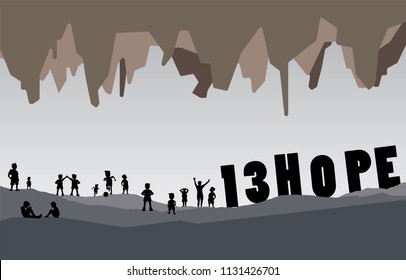 Thirteen Hope in Thailand Cave. Cave in Thailand