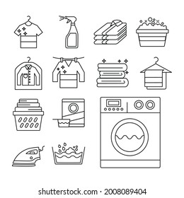 thirteen laundry service set icons