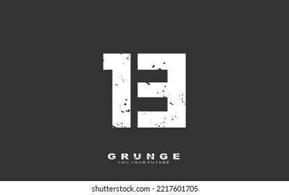 THIRTEEN Number grunge for identity. font template vector illustration for your brand.
