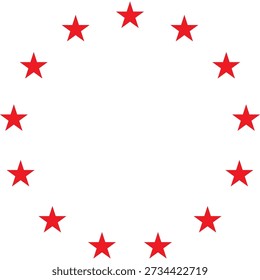 Thirteen red stars in a circle