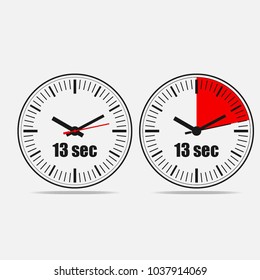 Thirteen  Seconds Clock on grey background. Two options.
