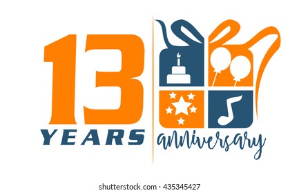 Thirteen Years Gift Box Ribbon Anniversary 