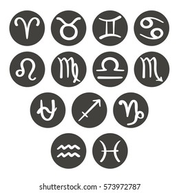 Thirteen zodiac signs horoscope. Freehand drawing. Vector illustration.