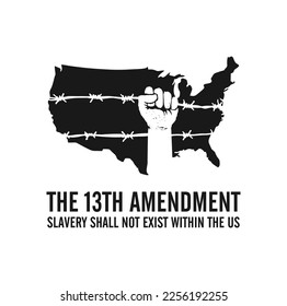 The Thirteenth Amendment. Slavery shall not exist within the US. Vector Illustration.