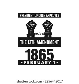 The Thirteenth Amendment. XIII. 1865. Vector Illustration.