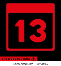 Thirteenth Calendar Page icon. Vector EPS illustration style is flat iconic symbol, red color.