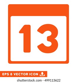 Thirteenth Calendar Page icon. Vector EPS illustration style is flat iconic symbol, orange color.