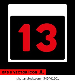 Thirteenth Calendar Page icon. Vector EPS illustration style is flat iconic bicolor symbol, red and white colors.