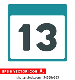 Thirteenth Calendar Page icon. Vector EPS illustration style is flat iconic bicolor symbol, soft blue colors.