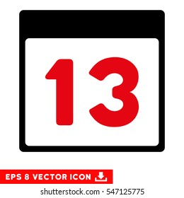 Thirteenth Calendar Page icon. Vector EPS illustration style is flat iconic bicolor symbol, intensive red and black colors.