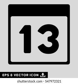 Thirteenth Calendar Page icon. Vector EPS illustration style is flat iconic symbol, black color.