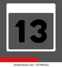 Thirteenth Calendar Page icon. Vector EPS illustration style is flat iconic bicolor symbol, black and white colors.