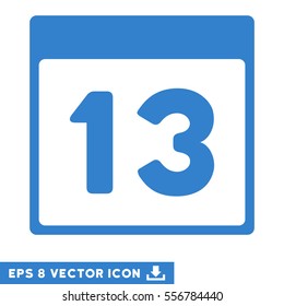 Thirteenth Calendar Page icon. Vector EPS illustration style is flat iconic symbol, cobalt color.