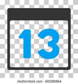 Thirteenth Calendar Page icon. Vector illustration style is flat iconic bicolor symbol, blue and gray colors, transparent background. Designed for web and software interfaces.