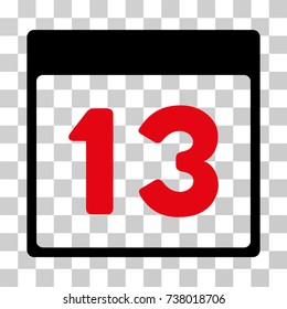 Thirteenth Calendar Page icon. Vector illustration style is flat iconic bicolor symbol, intensive red and black colors, transparent background. Designed for web and software interfaces.