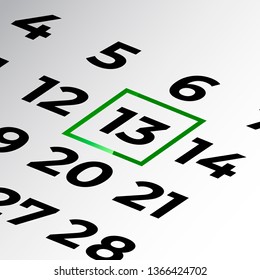 thirteenth day of the calendar vector, isometric calendar