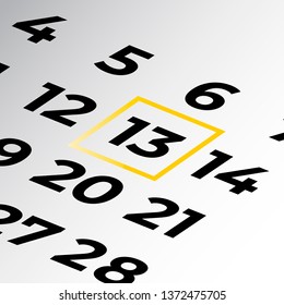 thirteenth day of the calendar vector, isometric calendar