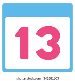 Thirteenth Day vector icon. Style is bicolor flat symbol, pink and blue colors, rounded angles, white background.