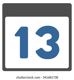 Thirteenth Day vector icon. Style is bicolor flat symbol, cobalt and gray colors, rounded angles, white background.