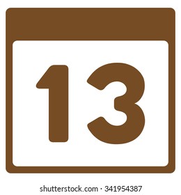 Thirteenth Day vector icon. Style is flat symbol, brown color, rounded angles, white background.