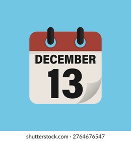 Thirteenth December Calendar Icon Date Schedule Green Background Vector Illustration