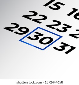 thirtieth day of the calendar vector, isometric calendar
