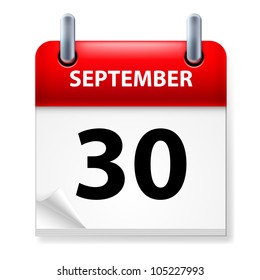 Thirtieth September in Calendar icon on white background