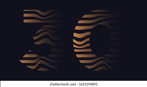 Thirty 30 number vector font alphabet, modern dynamic luxury flat design for your unique elements design ; logo, corporate identity, application, creative poster & more 