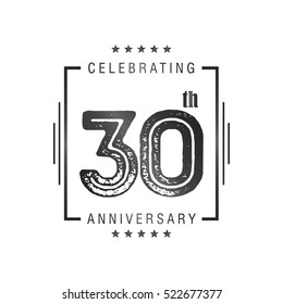 Thirty anniversary celebration logotype. 30th anniversary logo collection. Anniversary label. Anniversary logo template. Anniversary sign. Vector Illustration