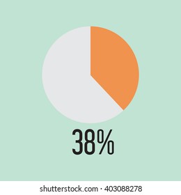 Thirty Eight percentage circle icon, vector illustrator