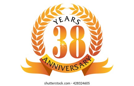 Thirty Eight Years Gift Box Ribbon Anniversary 