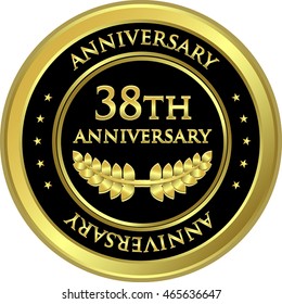 Thirty Eighth Anniversary Black And Gold Medal
