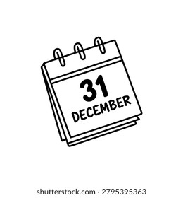Thirty first december calendar page for new year eve countdown.