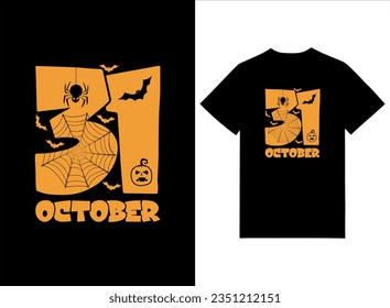 Thirty First October Halloween Tshirt Design Vector